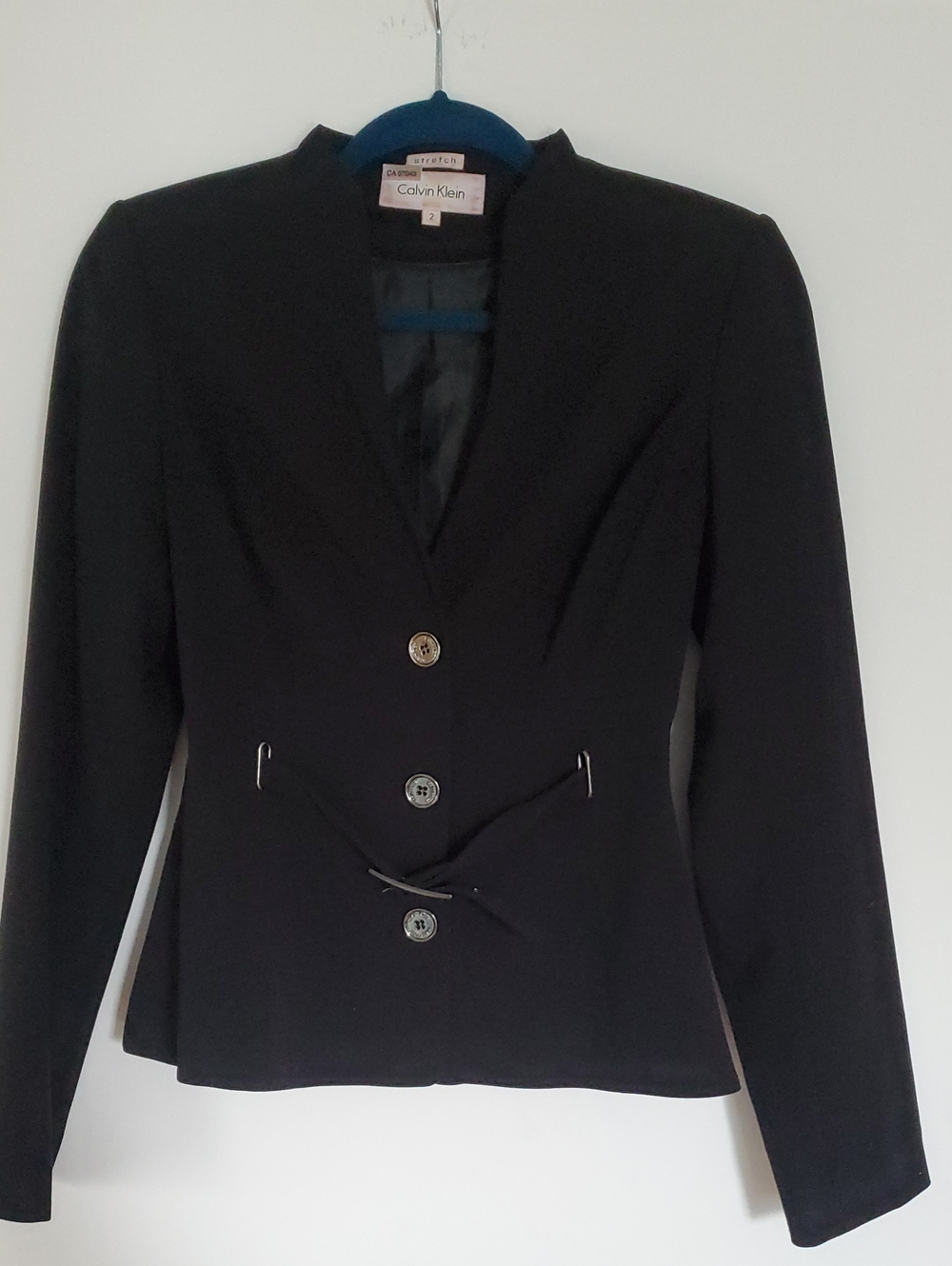 Vintage Calvin Klein Black Fitted Blazer with Front Button Detail
